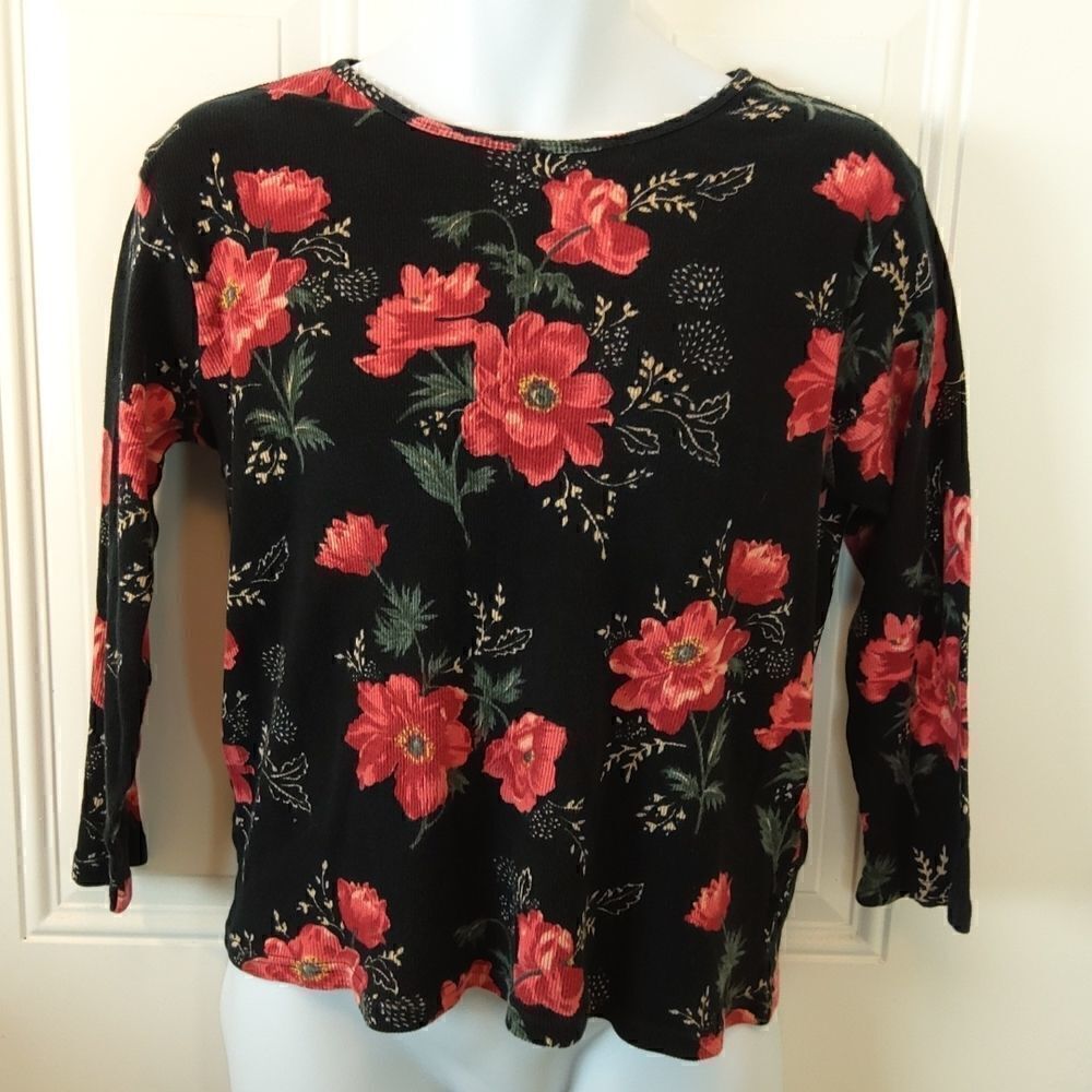 (3/$20) Jason MaxwellBlack 3/4 sleeve ribbed shirt
